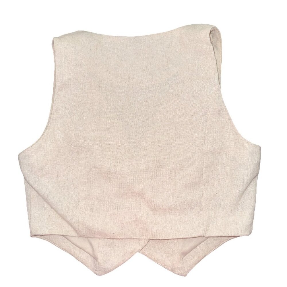 Windsor Linen Cotton Blend Vest Tan Beige Classic Womens Size XS - Picture 2 of 8